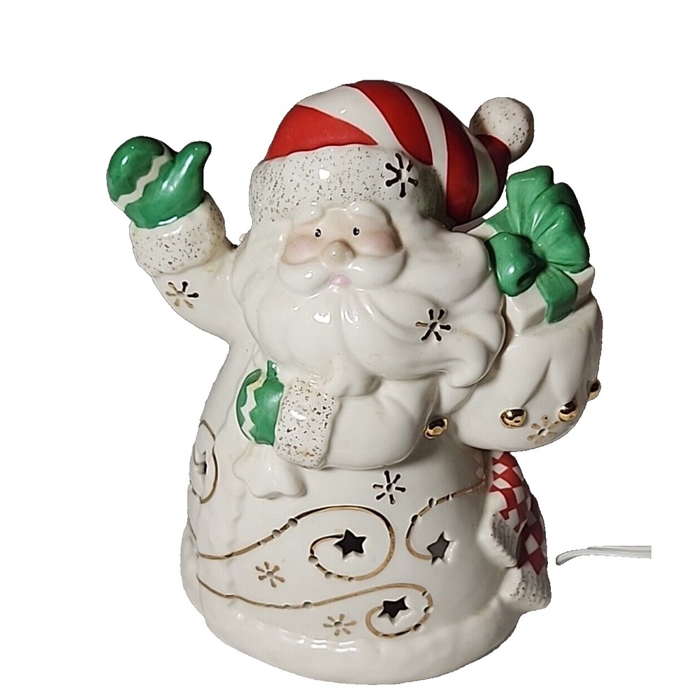 LENNOX Christmas Holiday Lighted‎ Santa Vintage Porcelain Occasions 7.5" x 6.5"